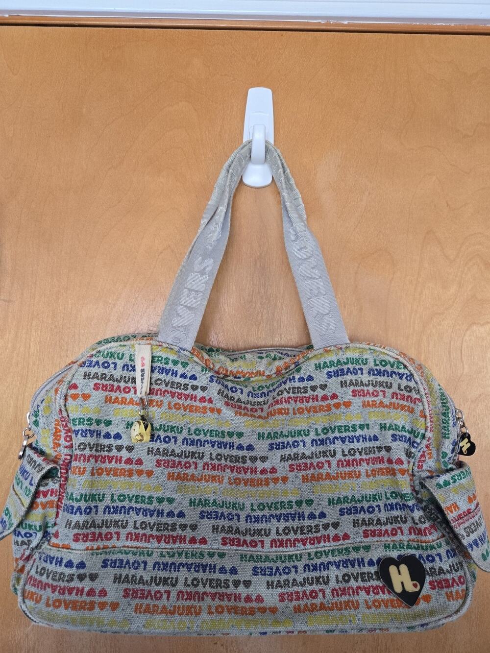 Vtg Vintage 2000s Harajuku Lovers Shoulder Bag Cotton Rainbow Gwen Stefani 14x8